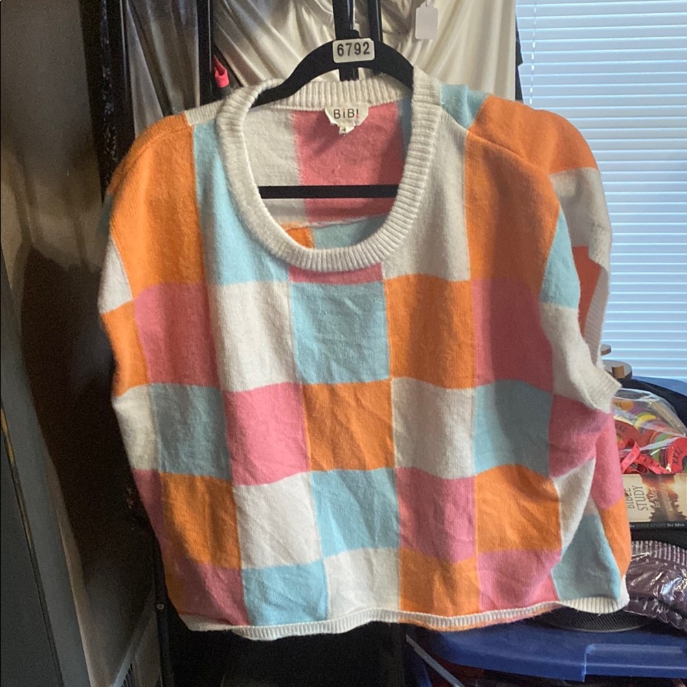 Bibi Colorful Checkered Sweater